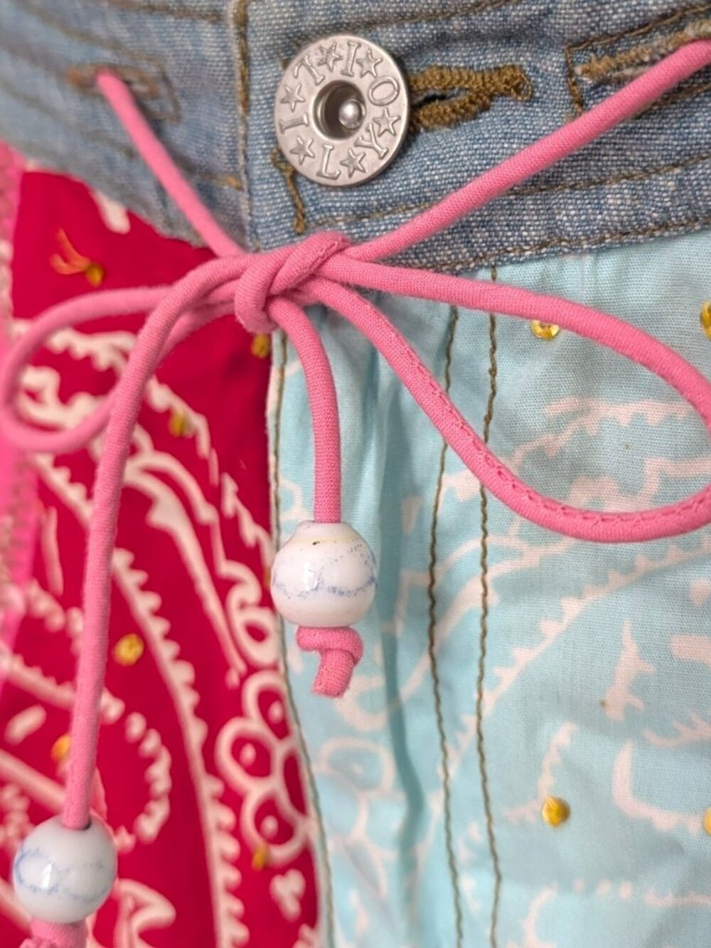 Oilily VTG 90s multicolor floral paisley patchwork fairy boho cottage skirt 36 S - Picture 6 of 11